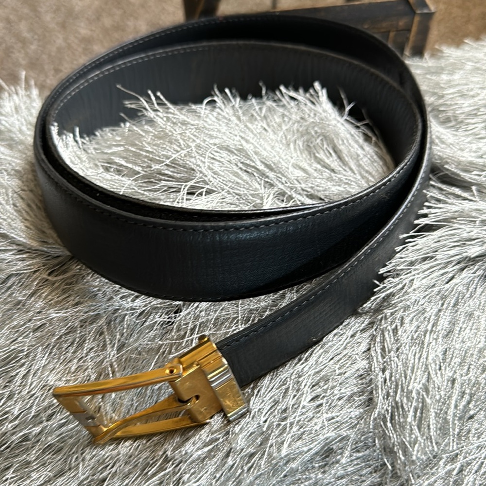 Christian Dior Black Leather Belt vintage with Gold Buckle 38” - Picture 4 of 7